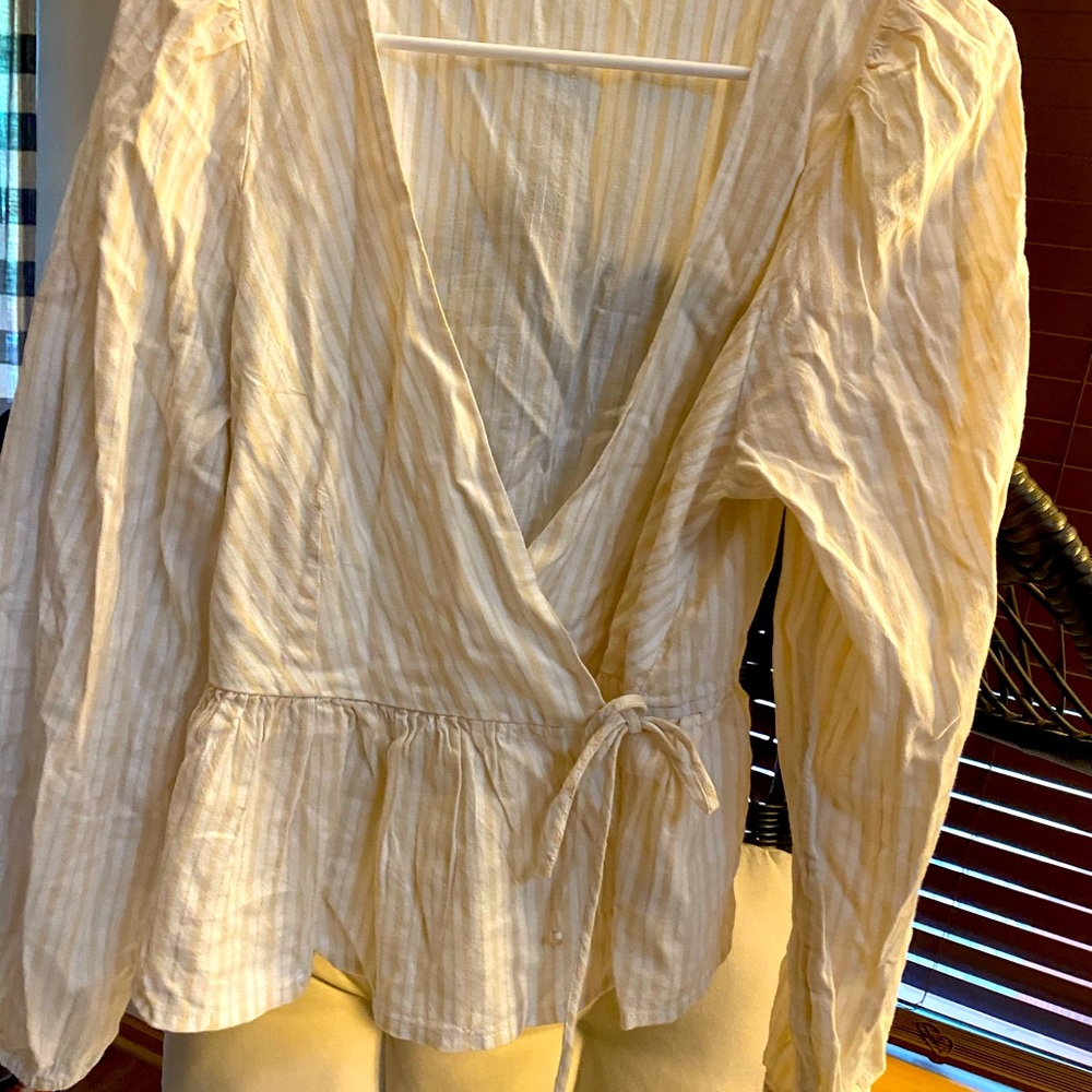 NWOT cotton wrap in the front long sleeve blouse